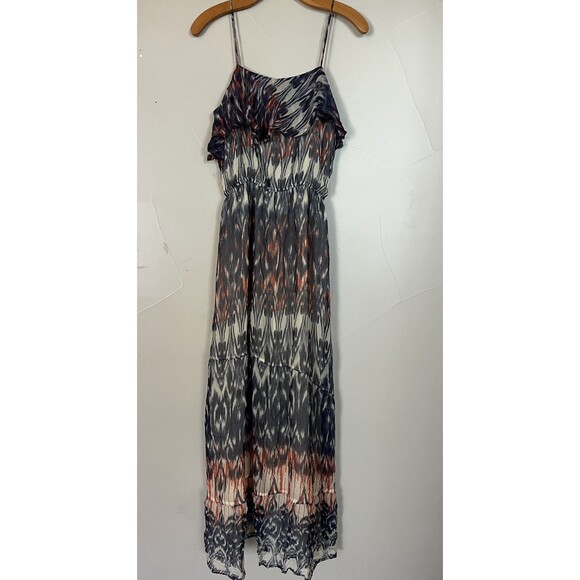 Joie 100% Silk Chiffon Spaghetti Strap Maxi Dress, Red, White & Blue,‎ Size M - Picture 2 of 14